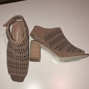 Jeffrey Campbell suede open toe block heel 7 1/2